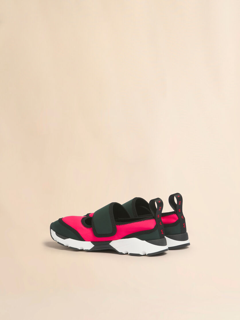 Stutterheim X Marni Fuchsia And Green Lycra Mary Jane Running Sneaker