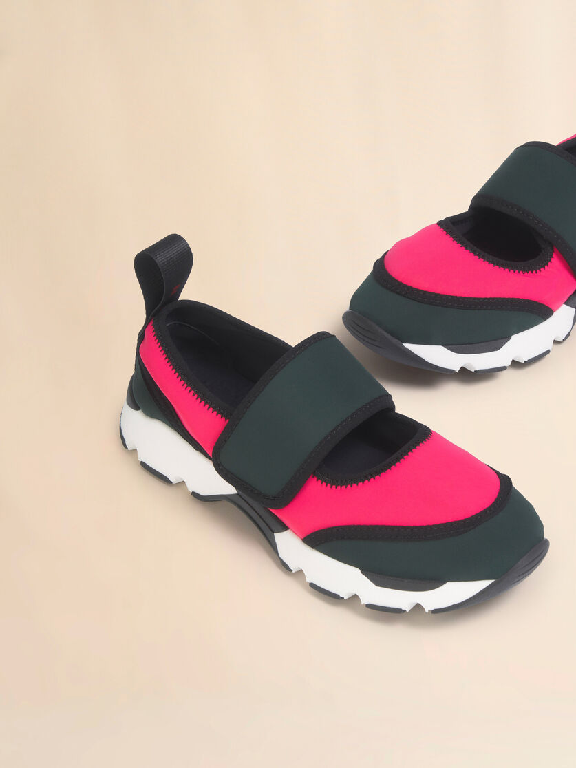Stutterheim X Marni Fuchsia And Green Lycra Mary Jane Running Sneaker