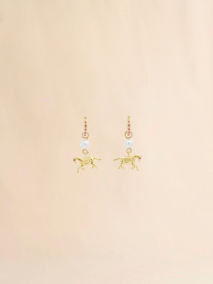 Stutterheim X Marni Gold-plated Horse Charm Earrings