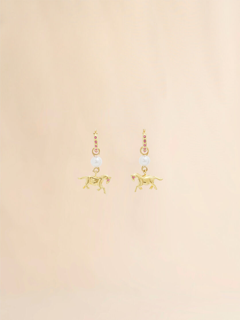 stutterheim x marni Gold-plated horse charm earrings