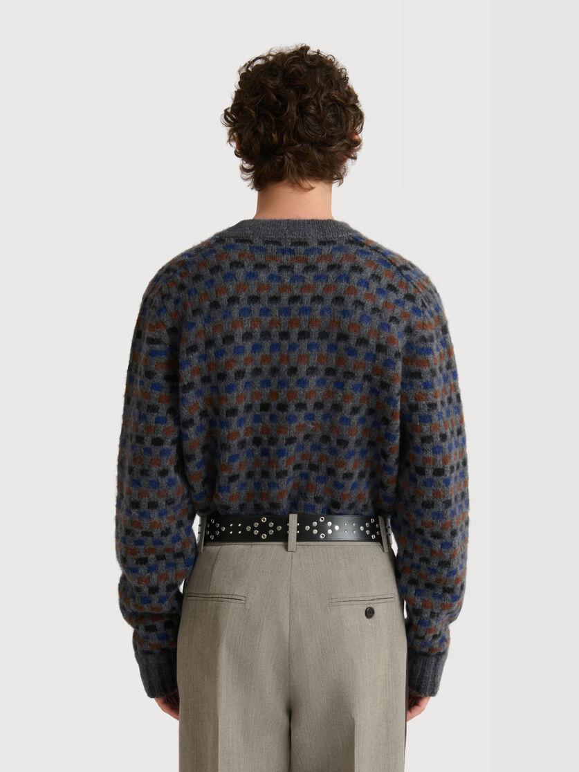 Stutterheim X Marni Gray And Blue Shetland Wool Jacquard Cardigan
