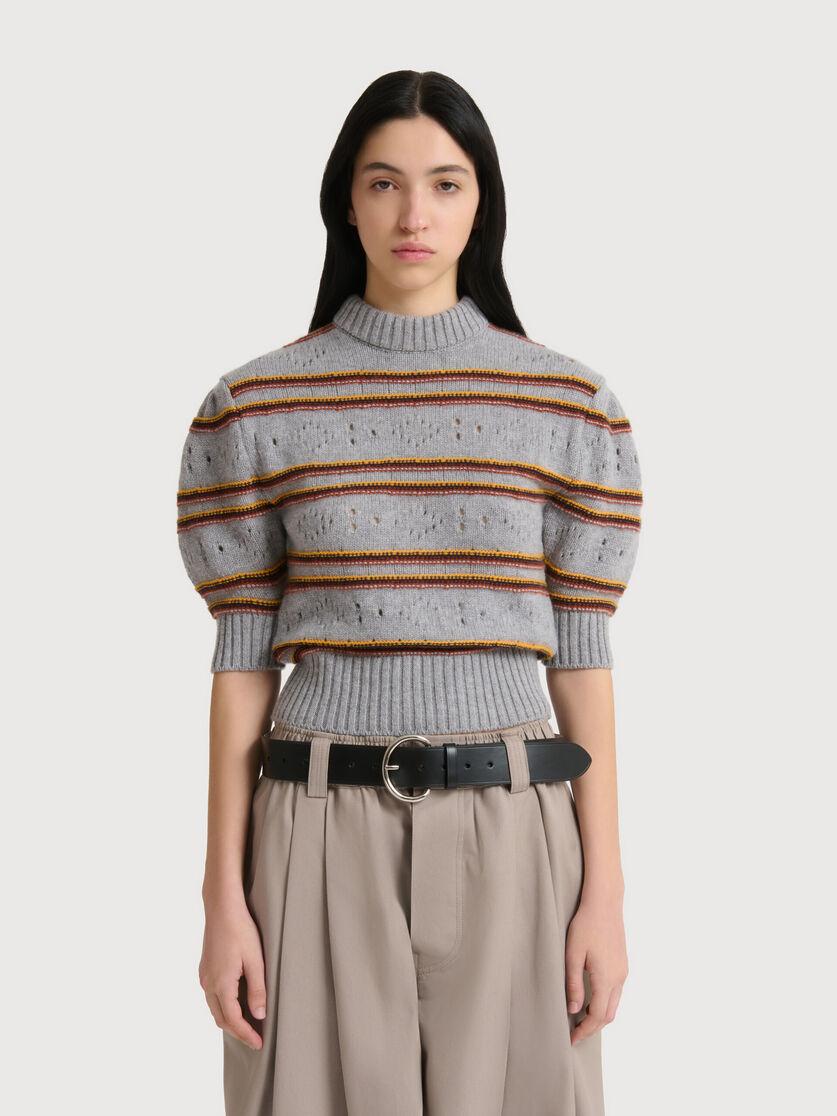 Stutterheim X Marni Gray Cashmere Sweater With Openwork Knit