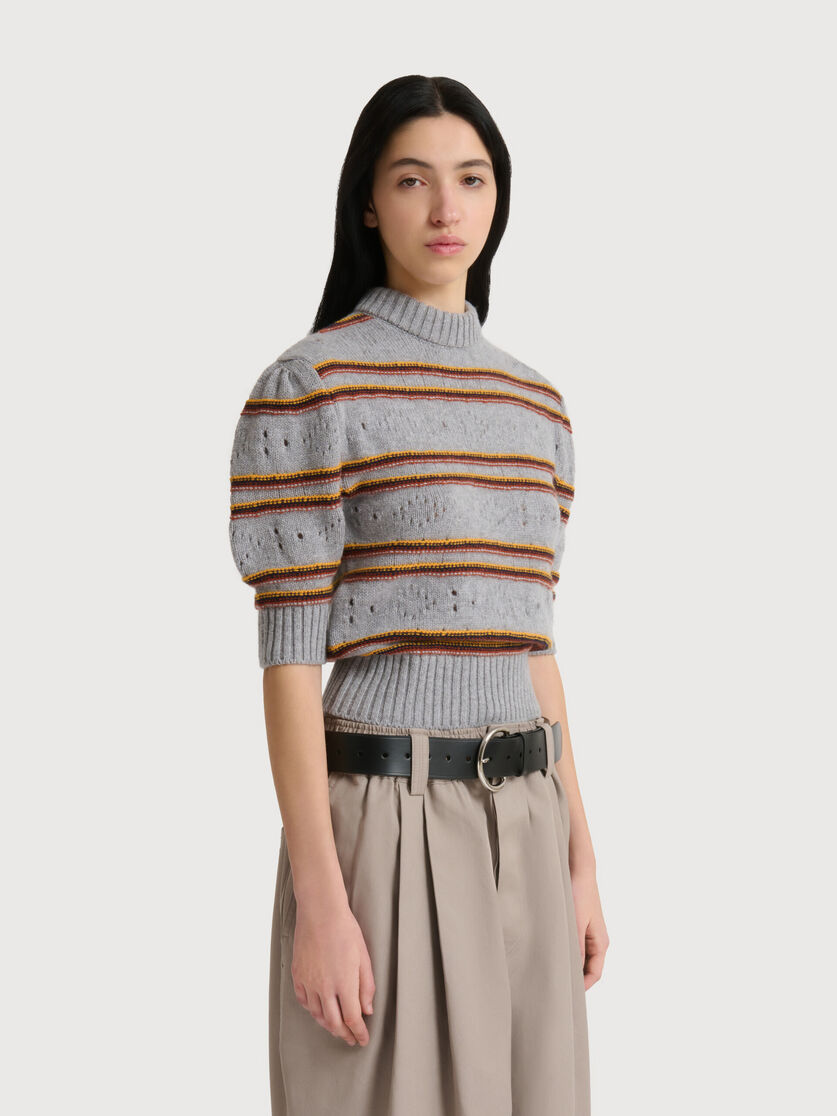 Stutterheim X Marni Gray Cashmere Sweater With Openwork Knit