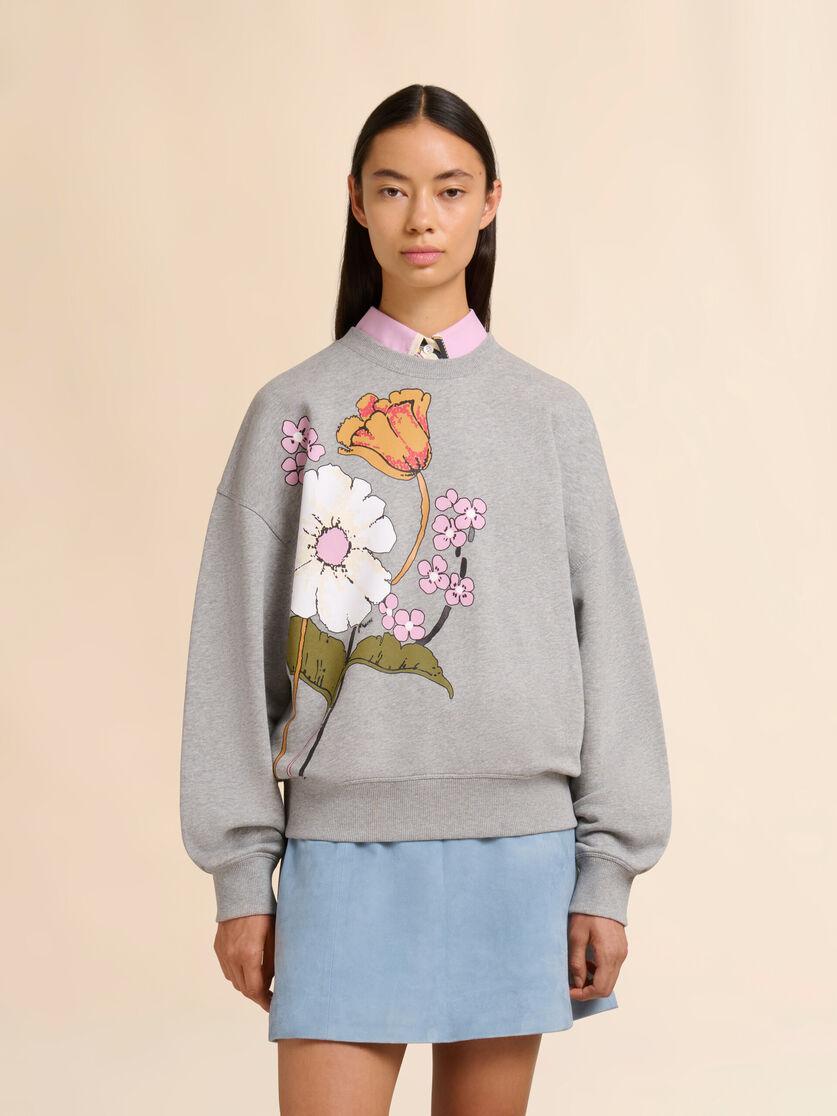 Stutterheim X Marni Gray Cotton Sweatshirt With Melodia Floral Print