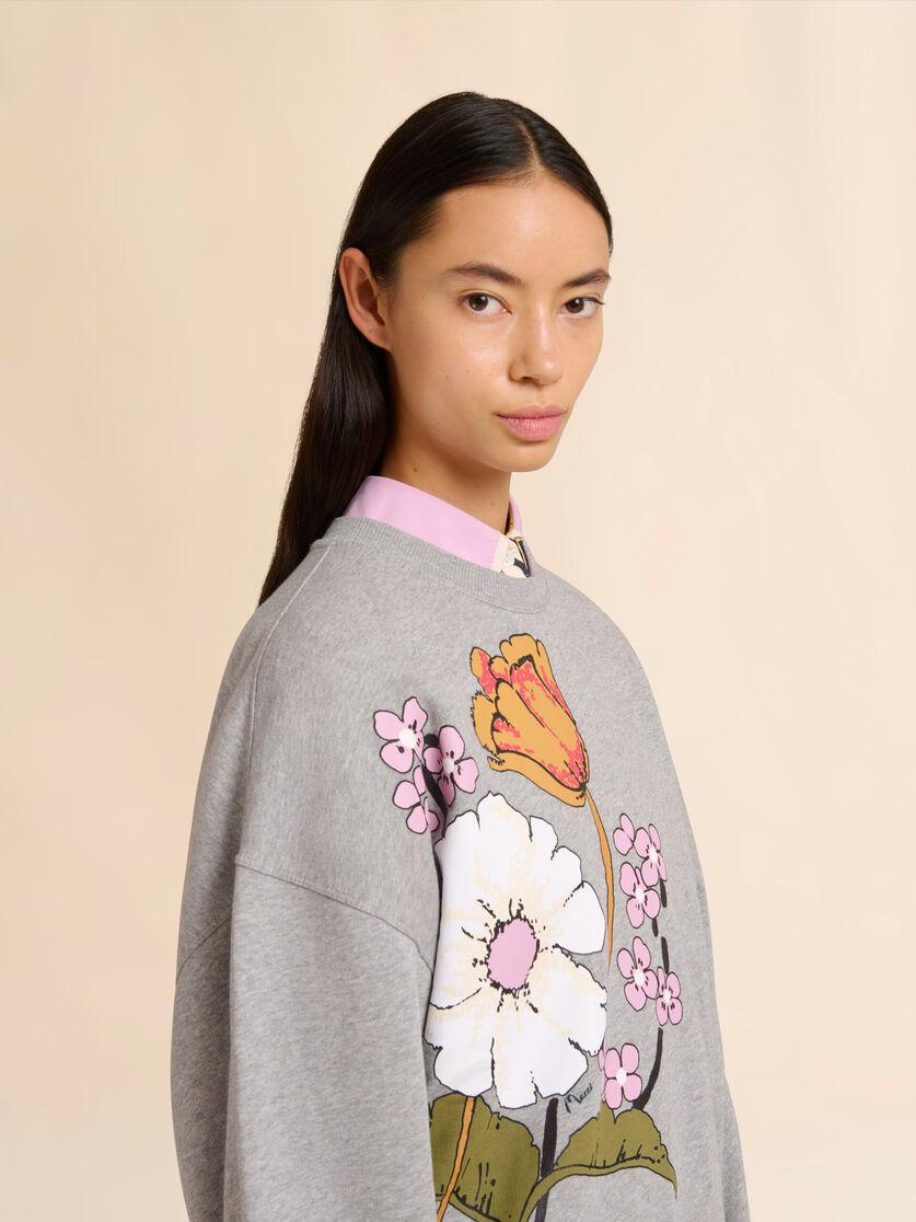 Stutterheim X Marni Gray Cotton Sweatshirt With Melodia Floral Print