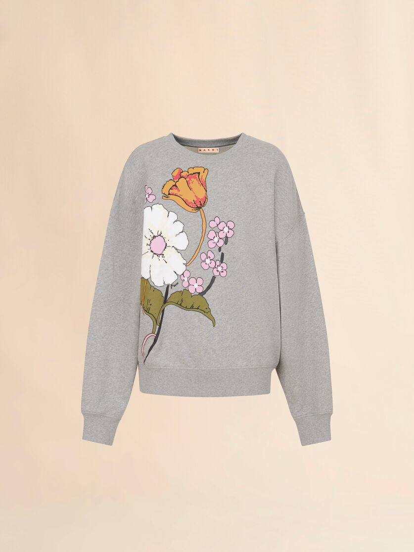 stutterheim x marni Gray cotton sweatshirt with Melodia floral print