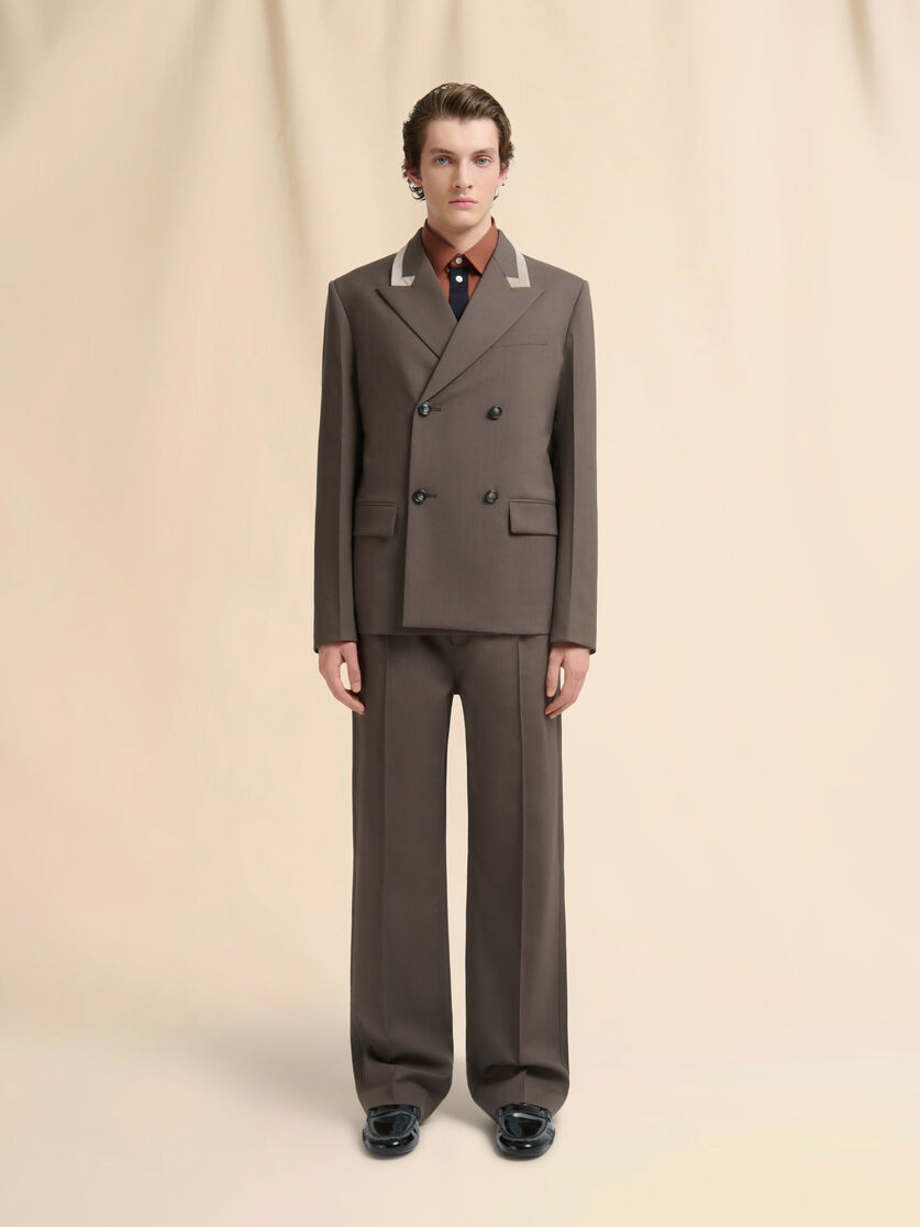 Stutterheim X Marni Gray Double-breasted Wool Blazer With Marni Mending