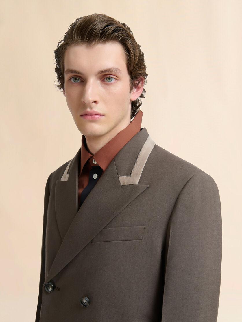 Stutterheim X Marni Gray Double-breasted Wool Blazer With Marni Mending