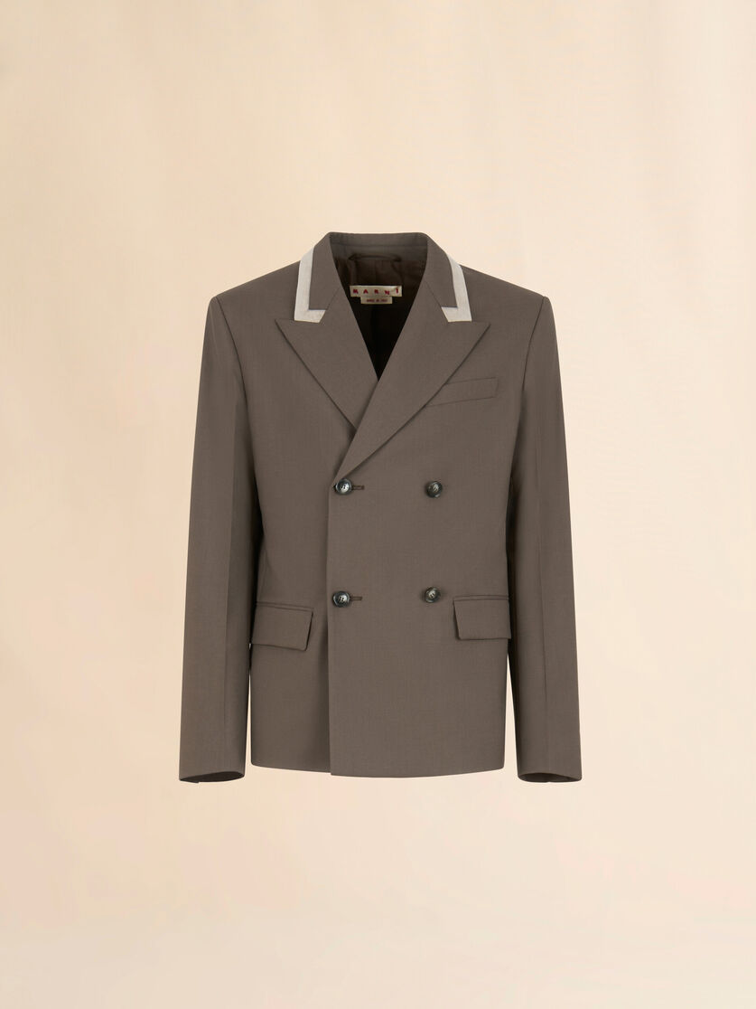 stutterheim x marni Gray double-breasted wool blazer with Marni Mending