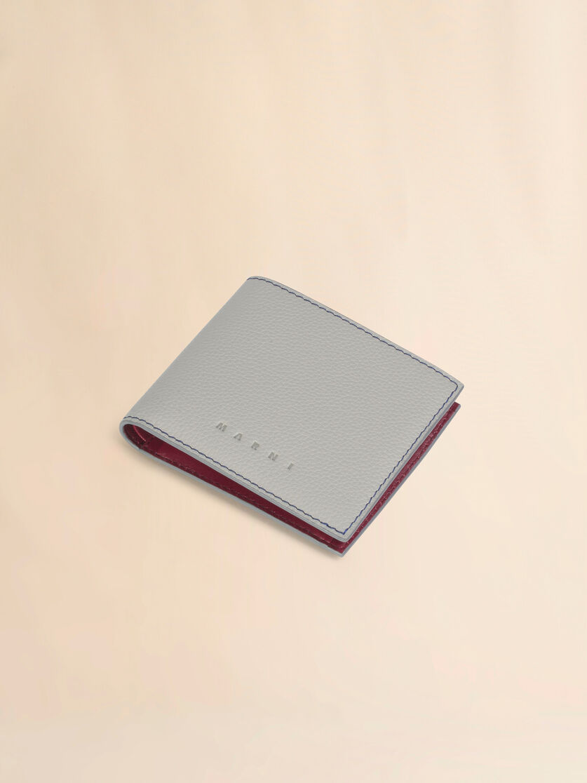Stutterheim X Marni Gray Leather Bifold Wallet With Contrast Stitching