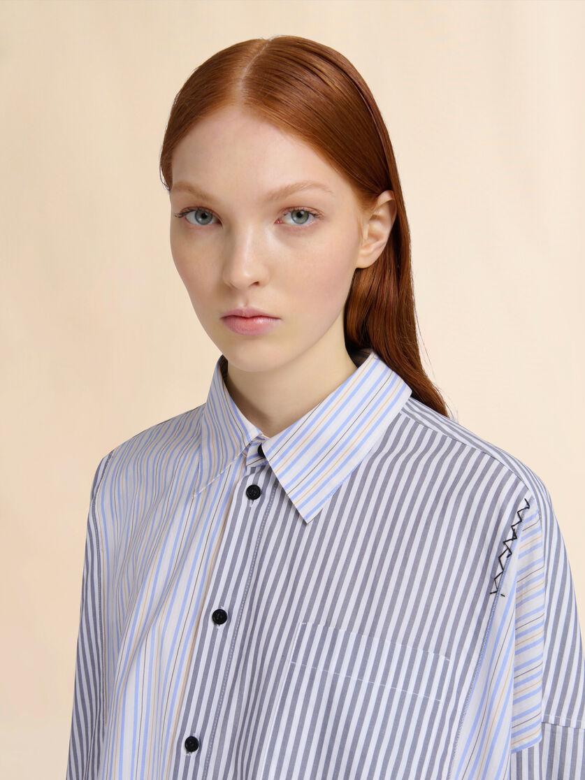 Stutterheim X Marni Gray Striped Organic Poplin Patchwork Shirt