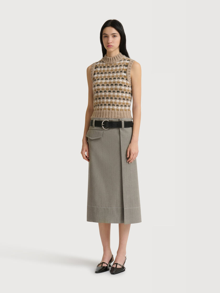 Stutterheim X Marni Gray Wool Midi Skirt With Pocket