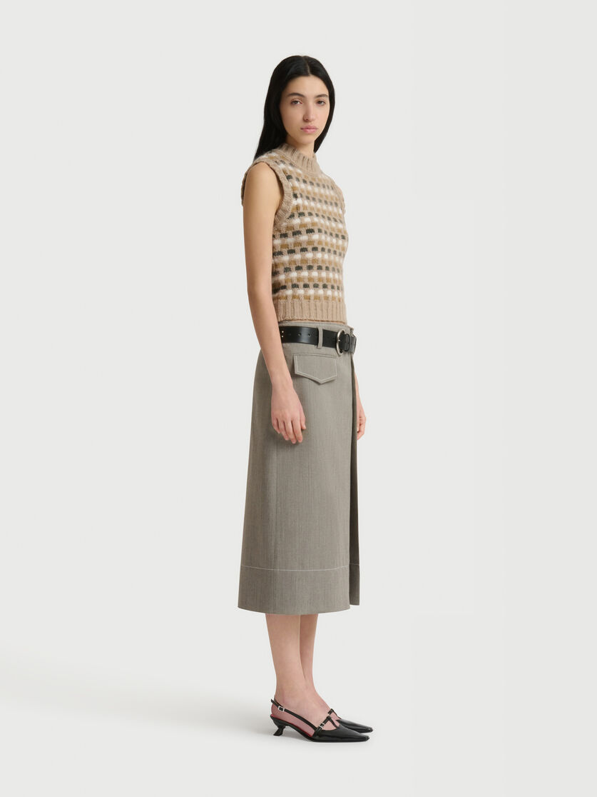 Stutterheim X Marni Gray Wool Midi Skirt With Pocket