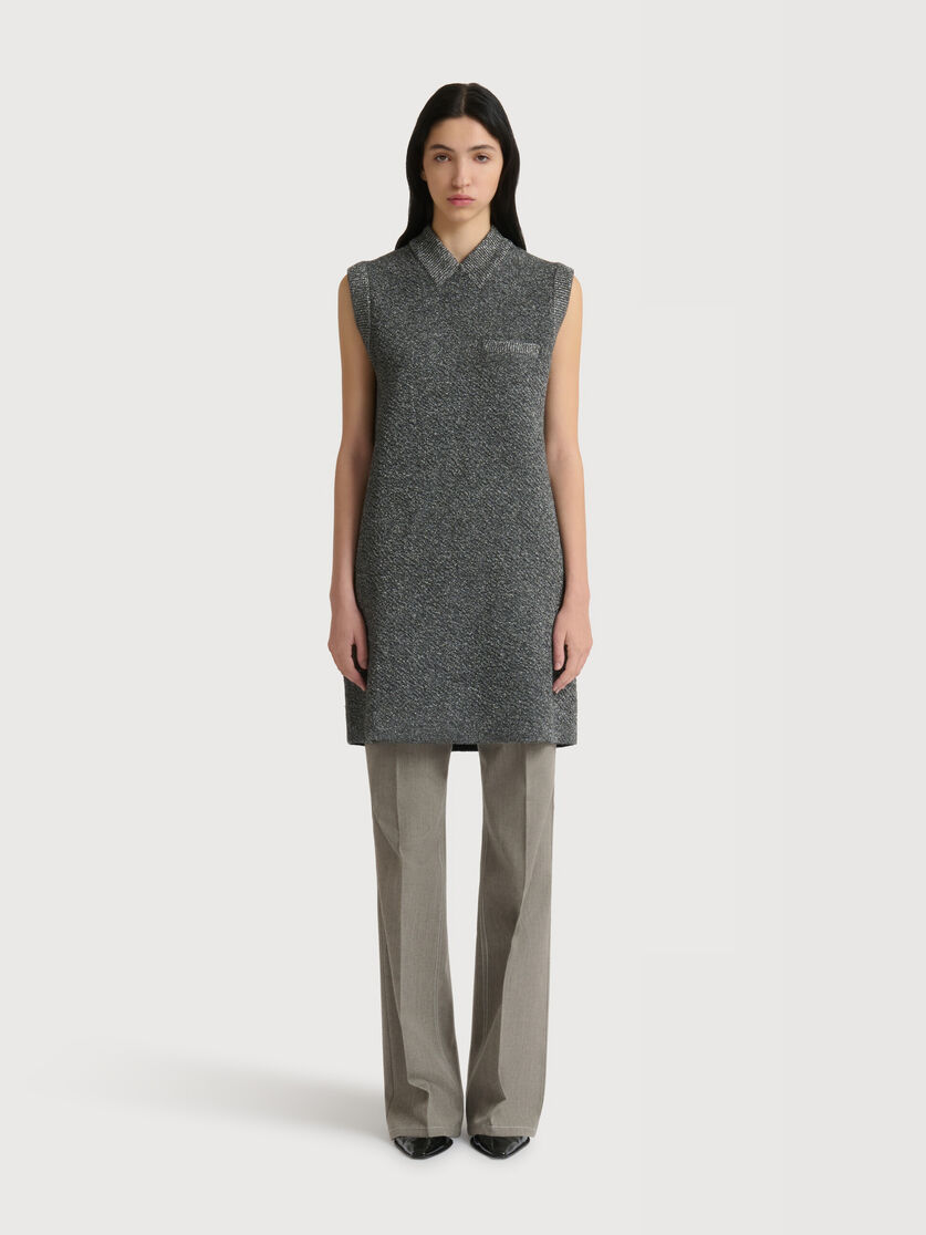 Stutterheim X Marni Gray Wool Mini Dress With Lurex Detailing