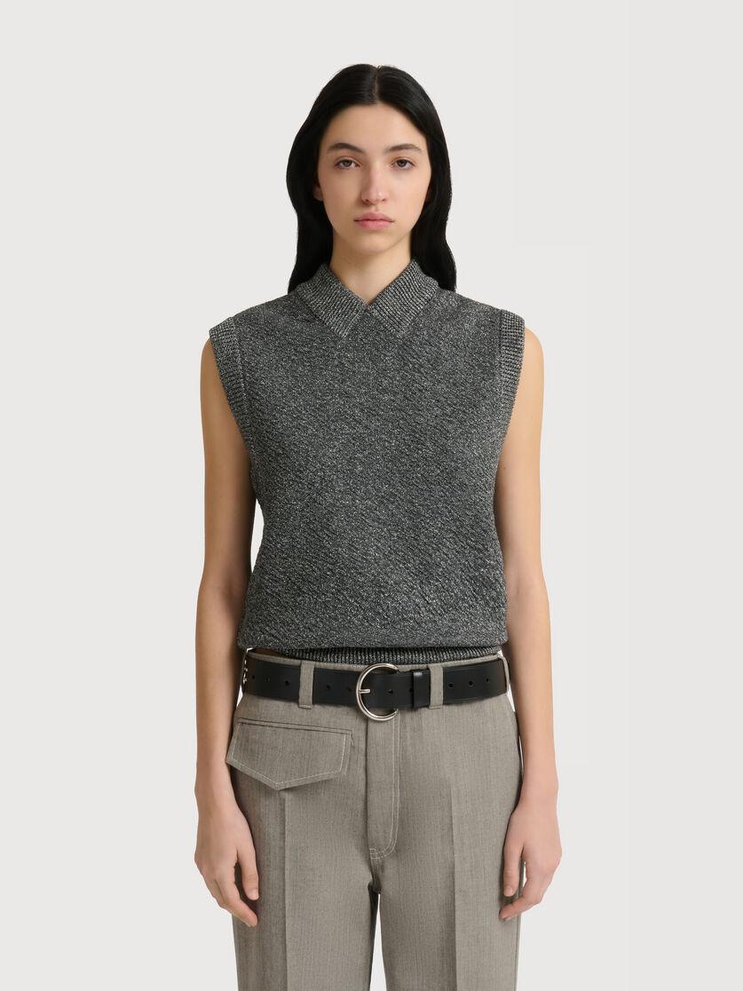Stutterheim X Marni Gray Wool Vest With Lurex Detailing
