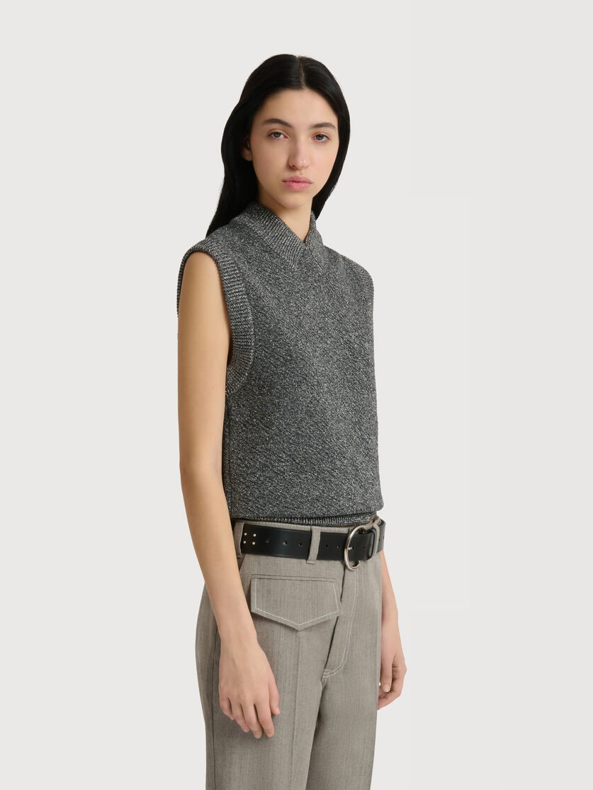 Stutterheim X Marni Gray Wool Vest With Lurex Detailing