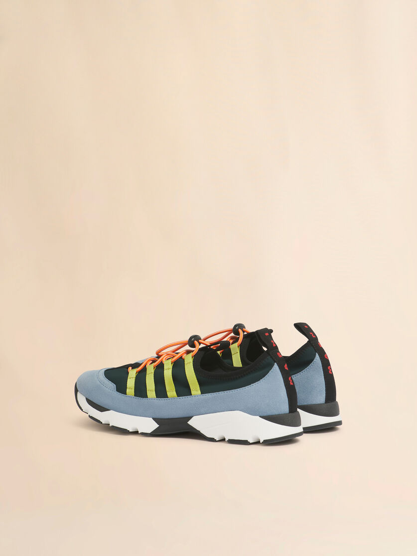 Stutterheim X Marni Green And Light Blue Lycra Lace-up Running Sneaker