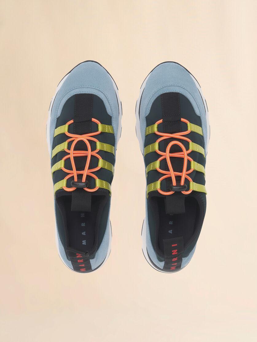 Stutterheim X Marni Green And Light Blue Lycra Lace-up Running Sneaker