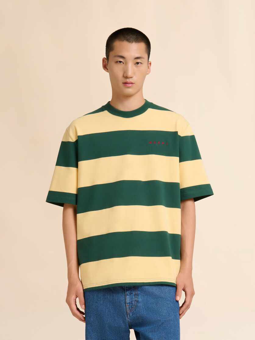 Stutterheim X Marni Green And Yellow Maxi-stripe Cotton T-shirt
