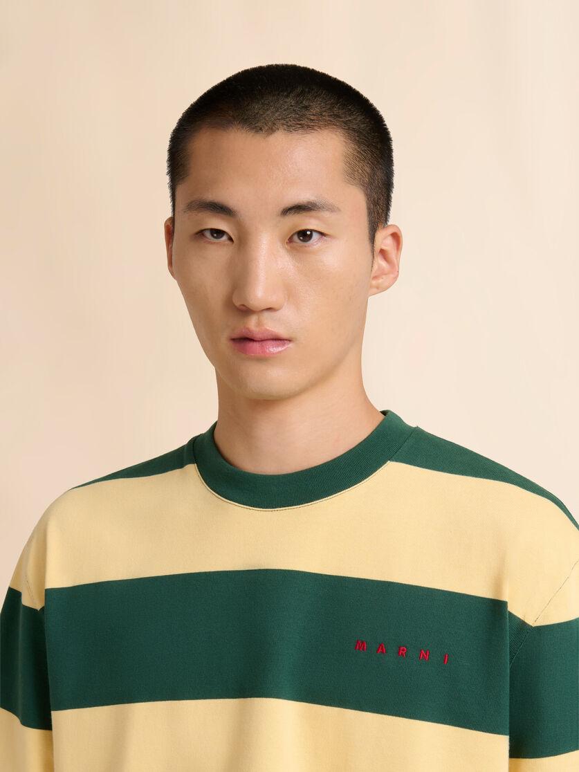 Stutterheim X Marni Green And Yellow Maxi-stripe Cotton T-shirt