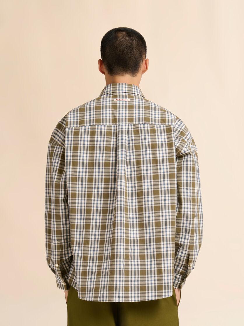Stutterheim X Marni Green Compact Cotton Shirt With Checked Pattern