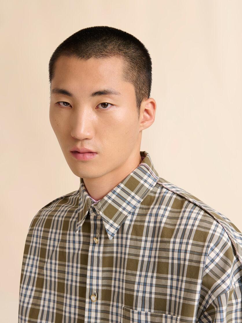 Stutterheim X Marni Green Compact Cotton Shirt With Checked Pattern