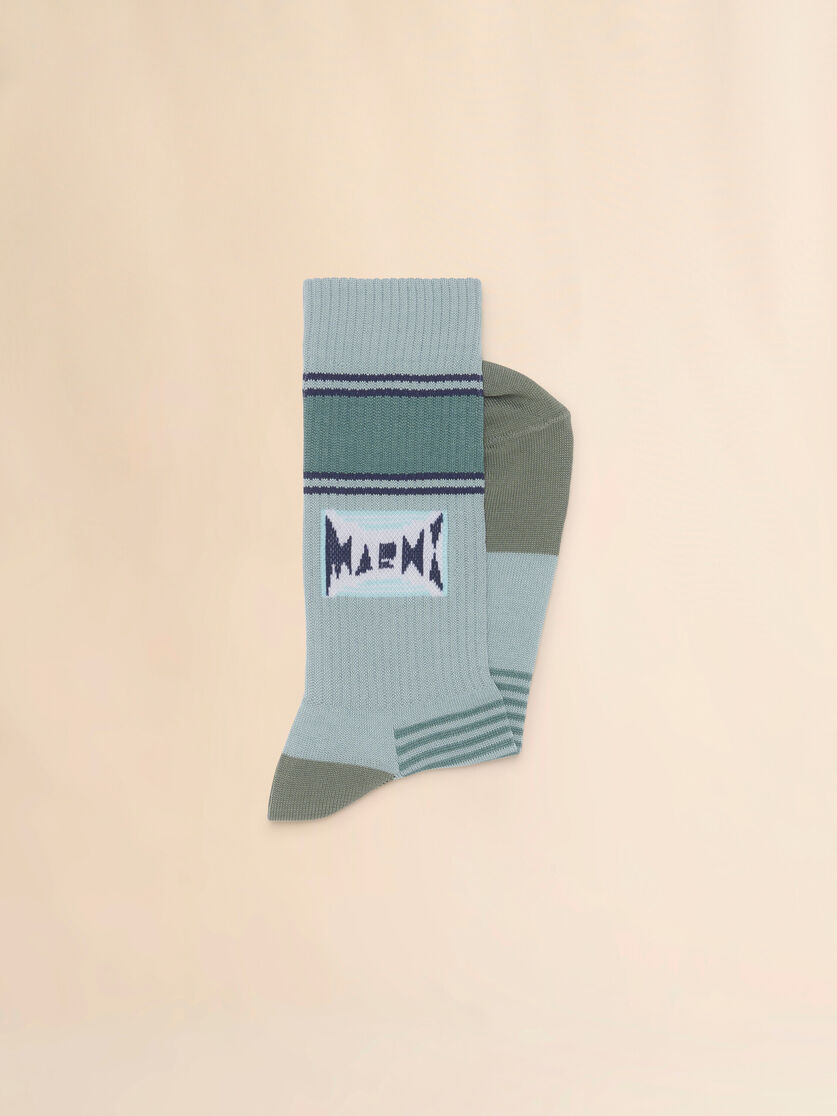 Stutterheim X Marni Green Cotton Socks With Jacquard Logo