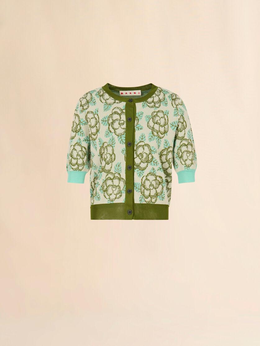 stutterheim x marni Green cotton-viscose cardigan with Banjo pattern