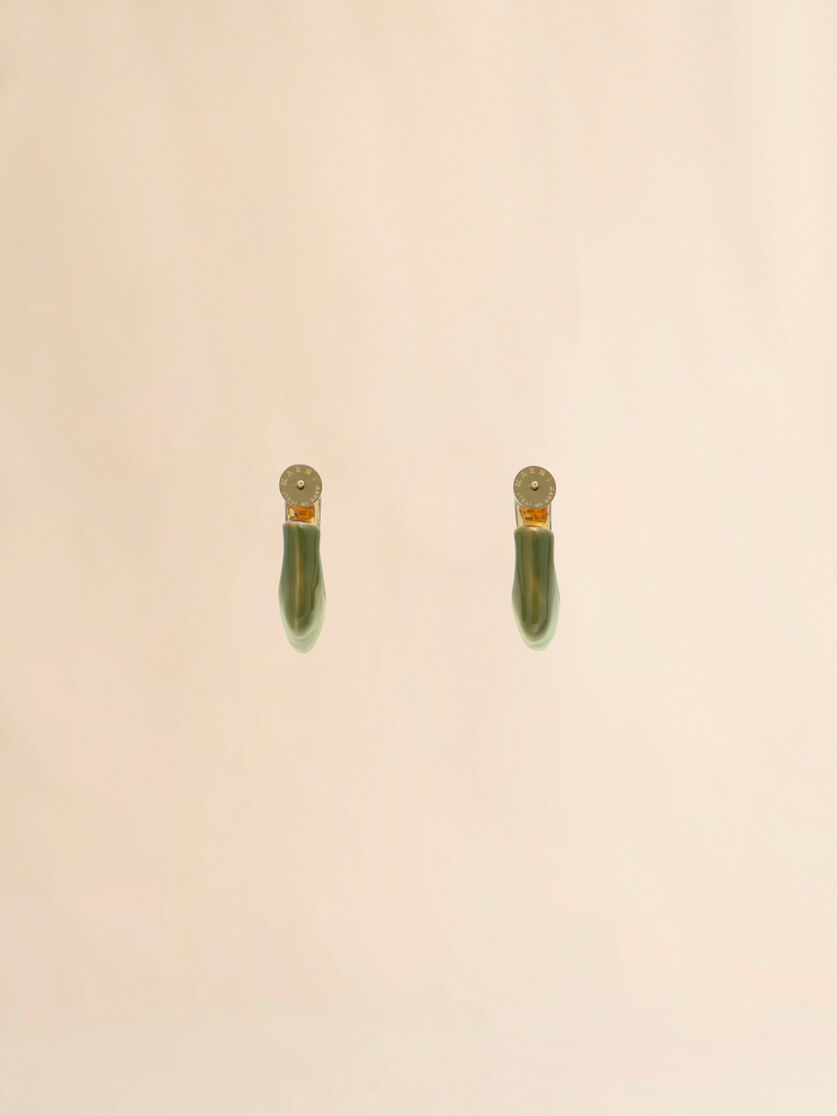 Stutterheim X Marni Green Enamel Trapeze Hoop Earrings