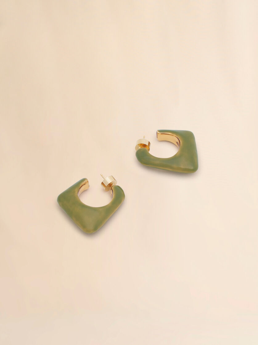 Stutterheim X Marni Green Enamel Trapeze Hoop Earrings