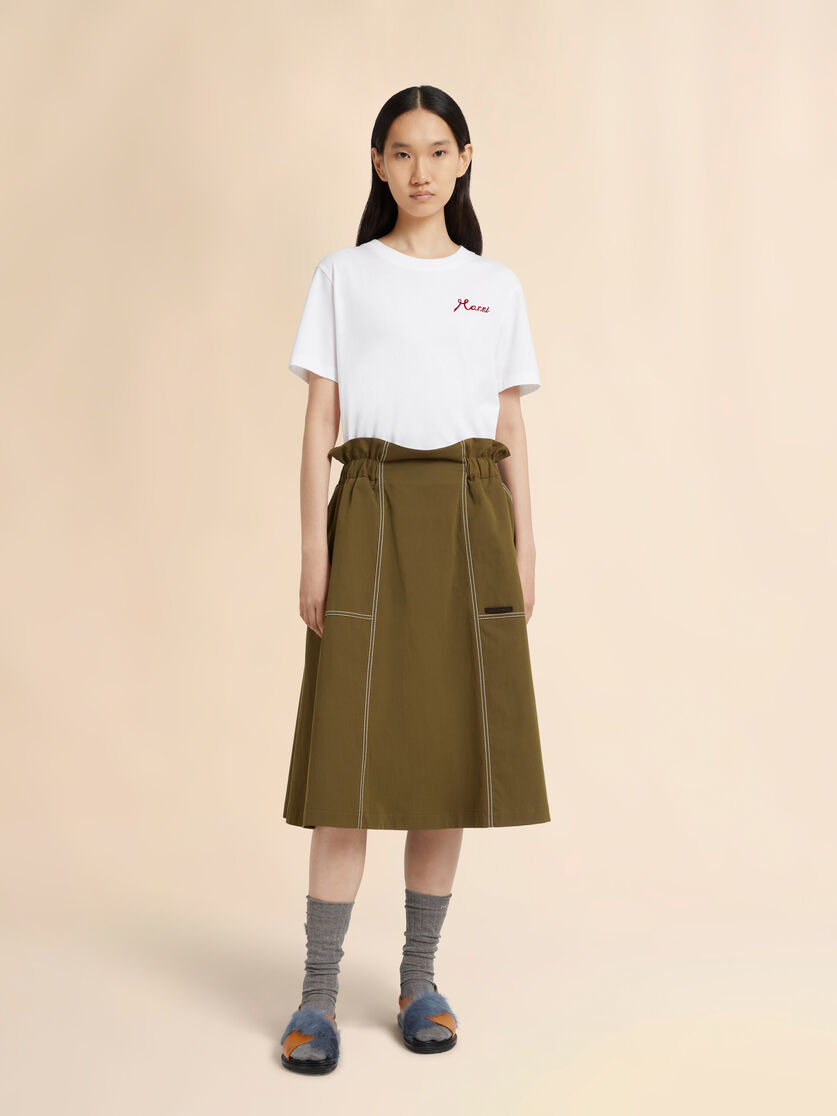Stutterheim X Marni Green Gabardine Midi Skirt With Paperbag Waist