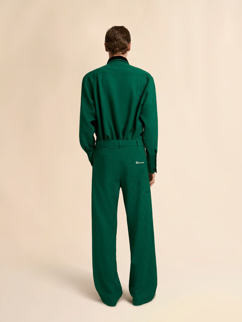Stutterheim X Marni Green Jacquard Wool Pants With Geometric Motif