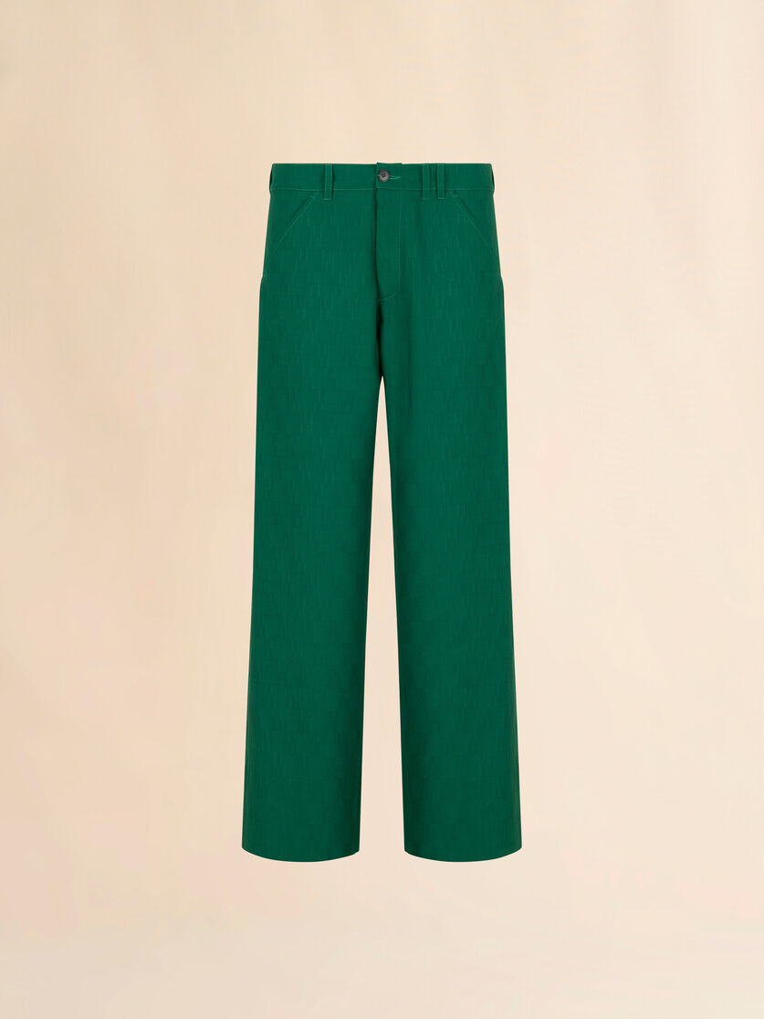 stutterheim x marni Green jacquard wool pants with geometric motif