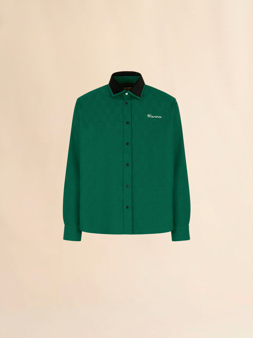 stutterheim x marni Green jacquard wool shirt with geometric motif