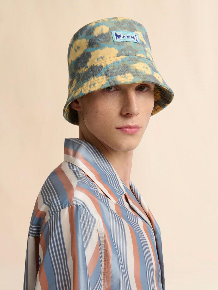 Stutterheim X Marni Green Linen Blend Bucket Hat With Blurry Floral Print
