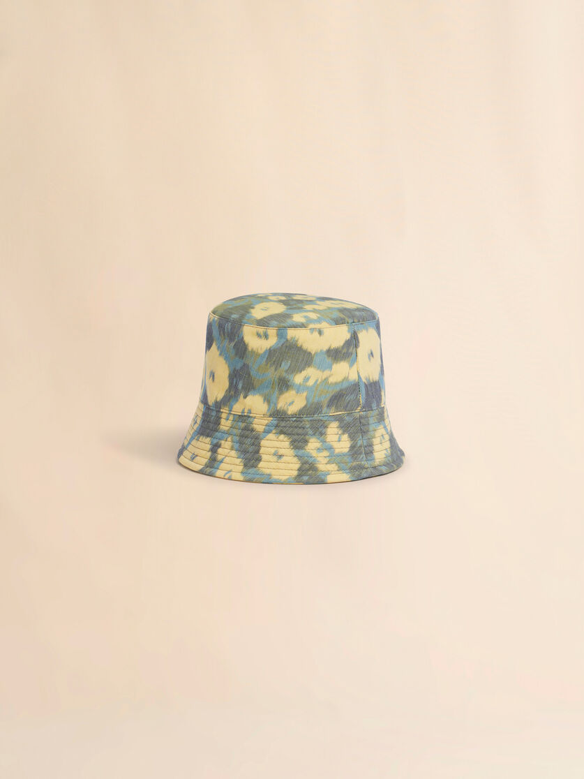 Stutterheim X Marni Green Linen Blend Bucket Hat With Blurry Floral Print