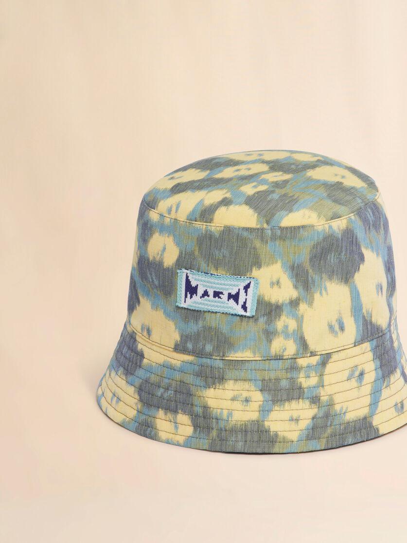 Stutterheim X Marni Green Linen Blend Bucket Hat With Blurry Floral Print