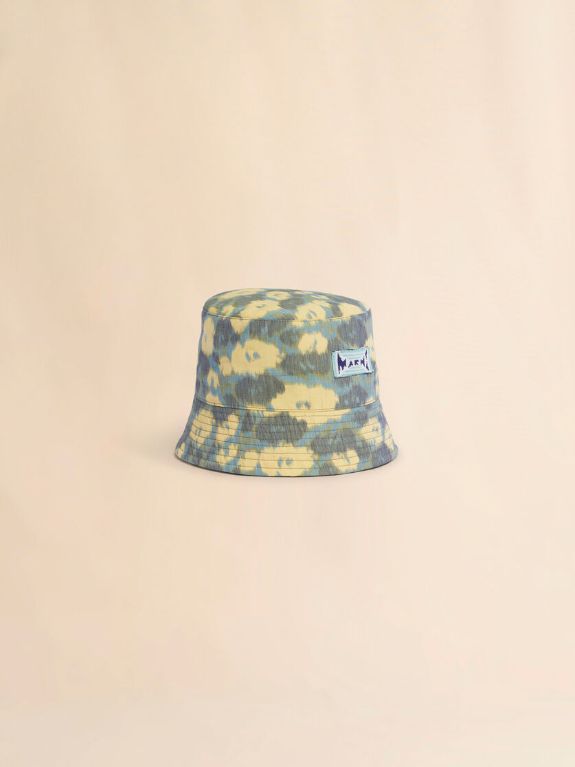 stutterheim x marni Green linen blend bucket hat with blurry floral print