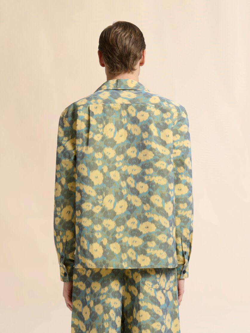 Stutterheim X Marni Green Linen Blend Shirt With Blurry Floral Print