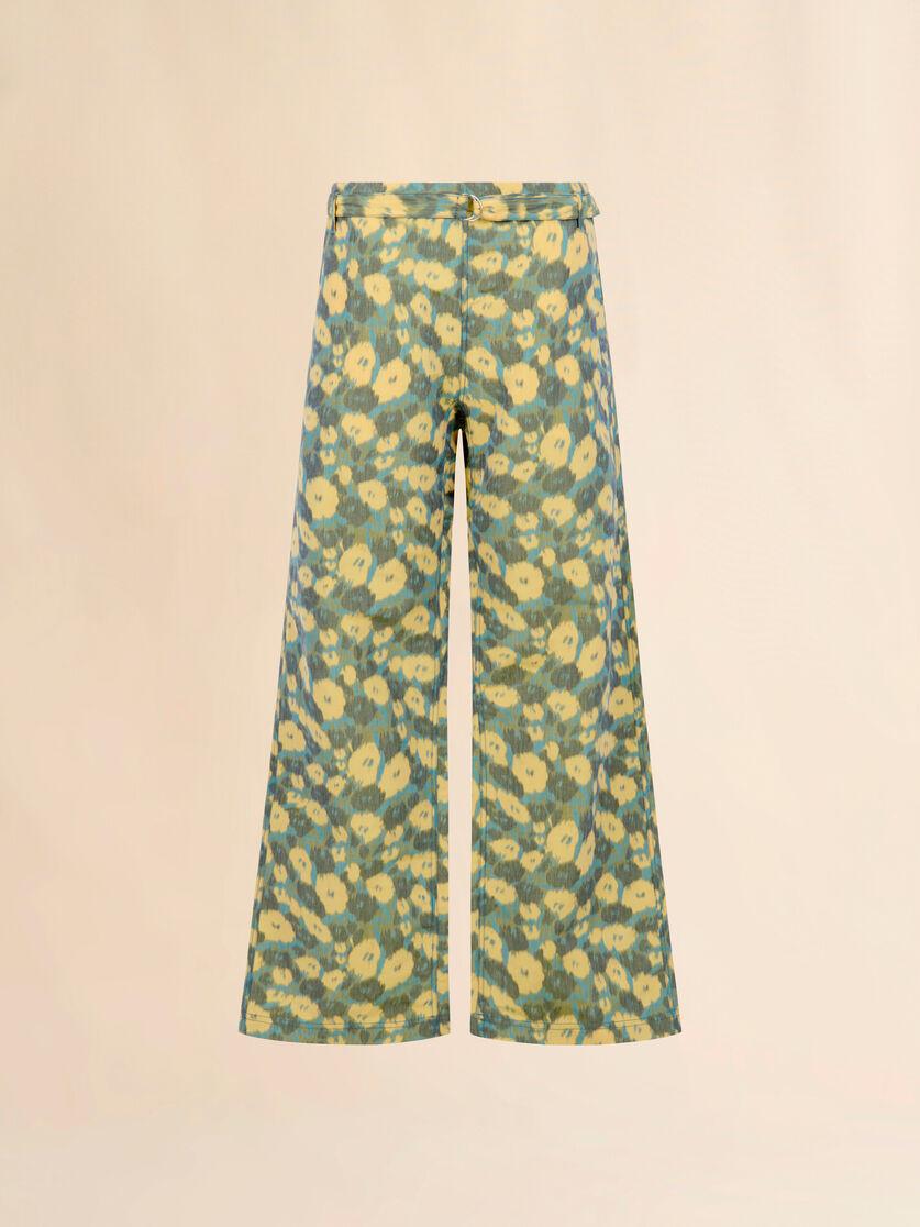 stutterheim x marni Green linen blend trousers with blurry floral print