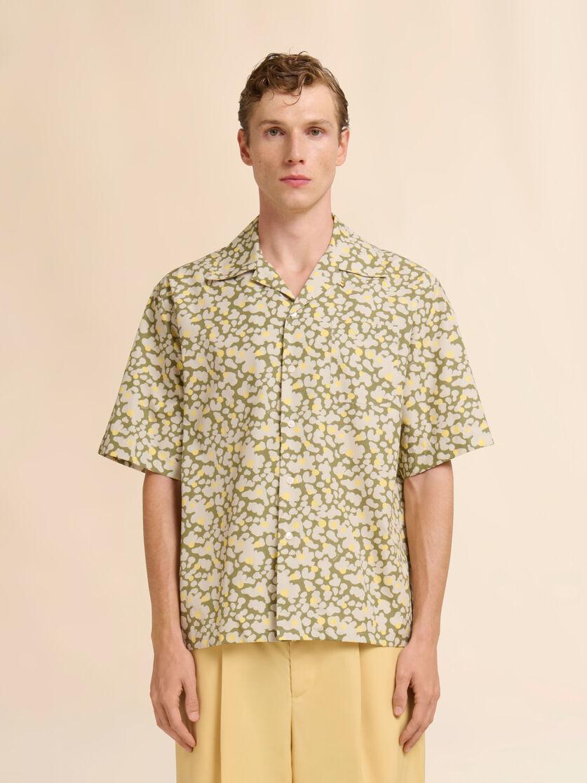 Stutterheim X Marni Green Poplin Bowling Shirt With Vibrations Print
