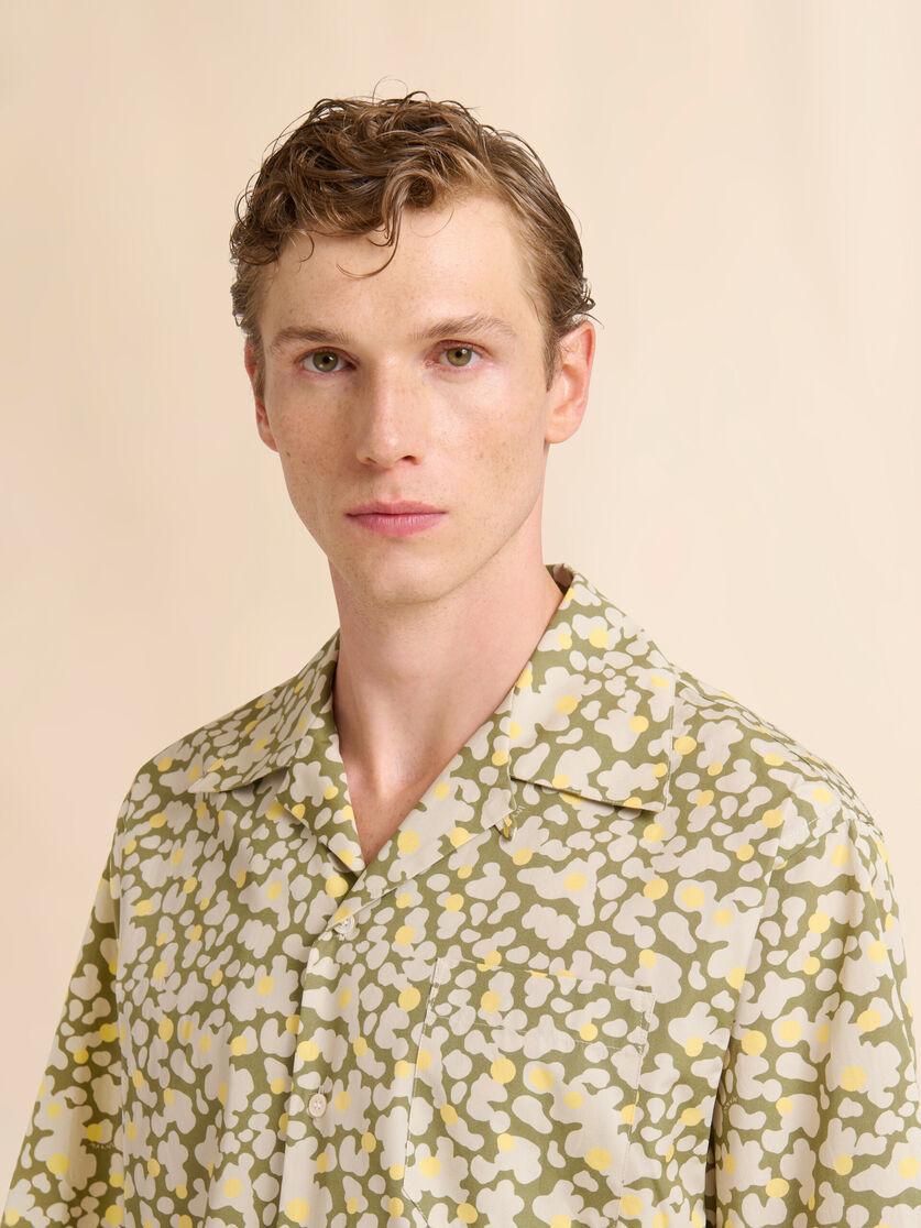 Stutterheim X Marni Green Poplin Bowling Shirt With Vibrations Print