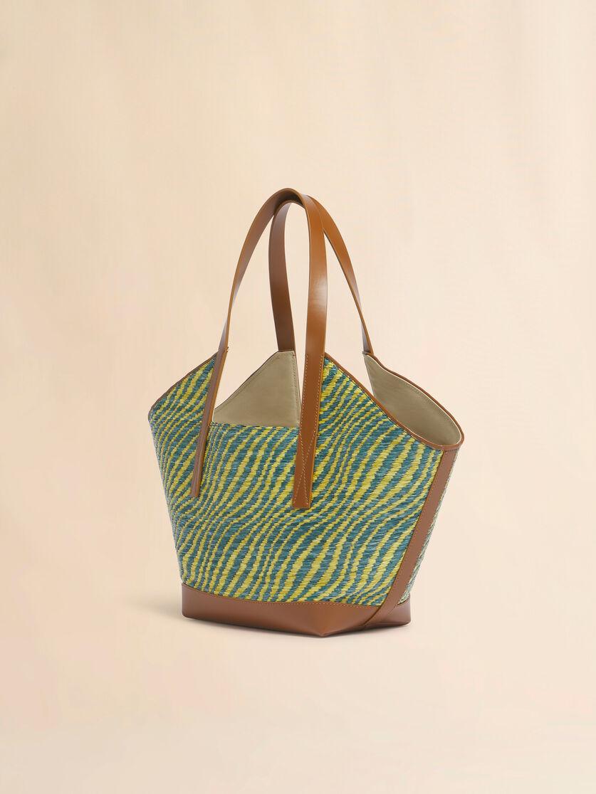Stutterheim X Marni Green Raffia-effect Waves Small Tote Bag