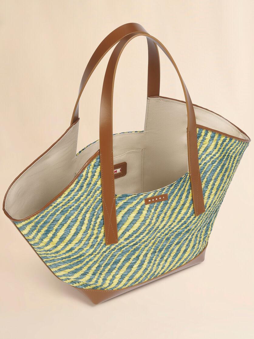 Stutterheim X Marni Green Raffia-effect Waves Small Tote Bag