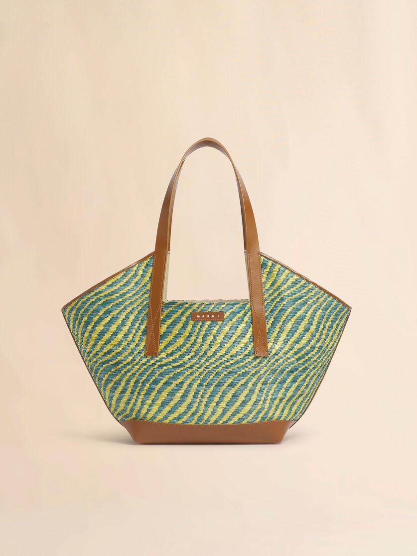 stutterheim x marni Green raffia-effect Waves small tote bag