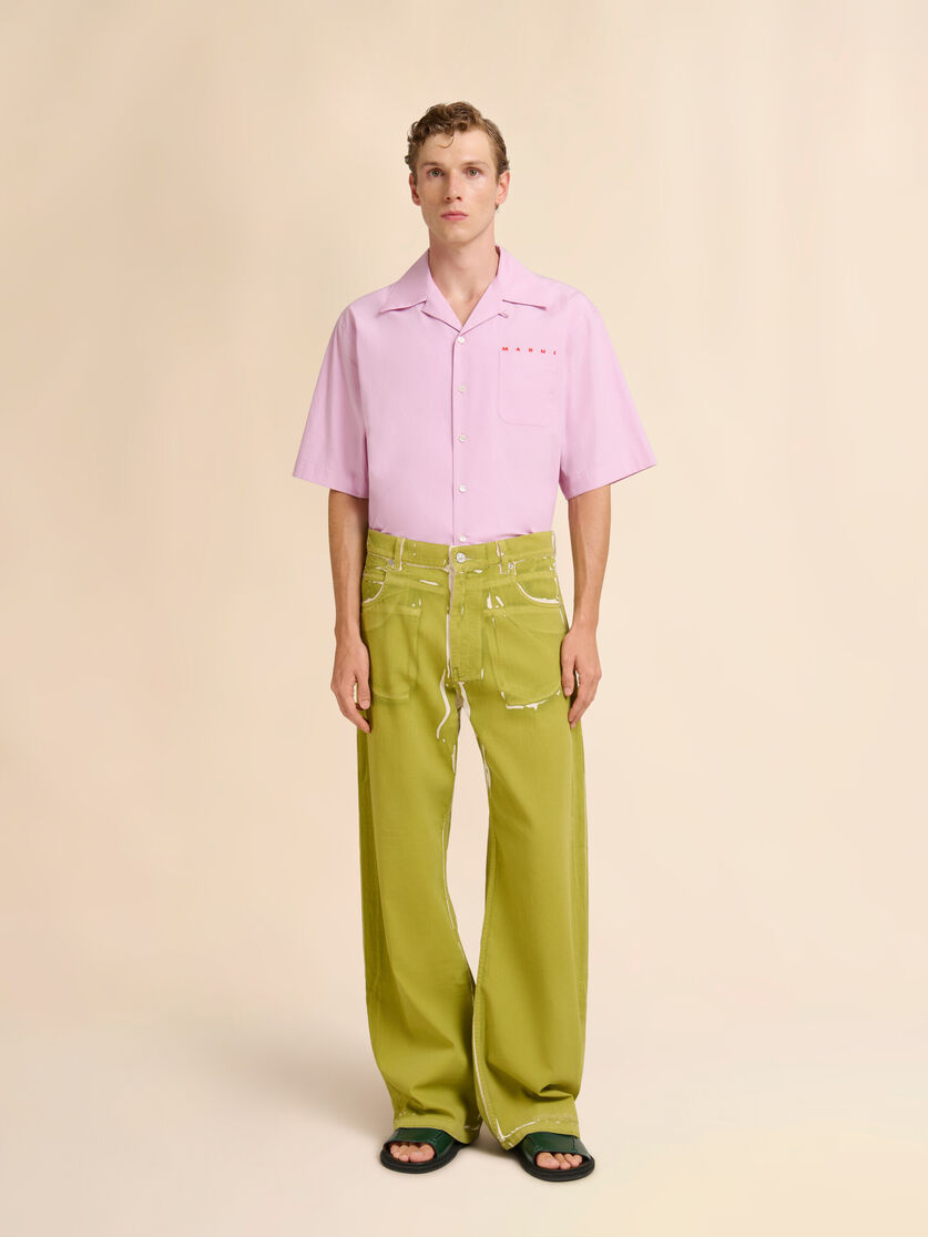 Stutterheim X Marni Green Screen-printed Denim Wide-leg Pants