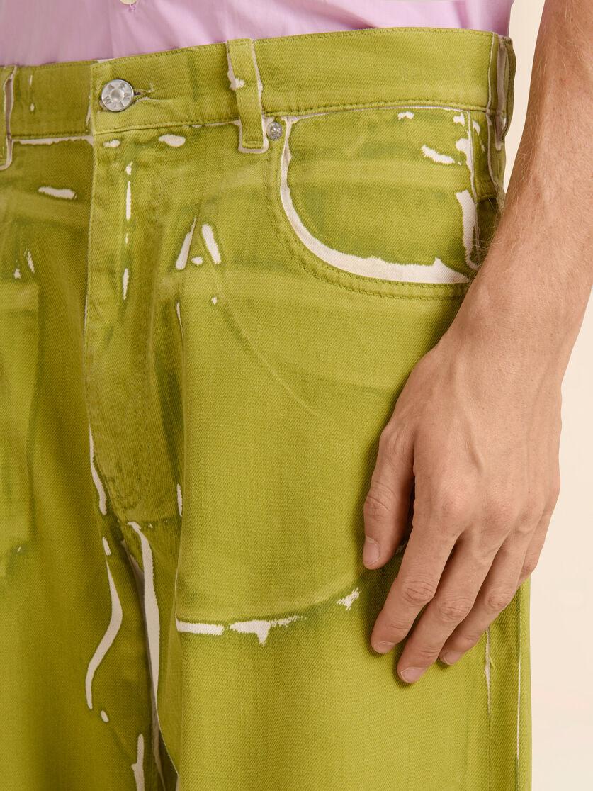 Stutterheim X Marni Green Screen-printed Denim Wide-leg Pants