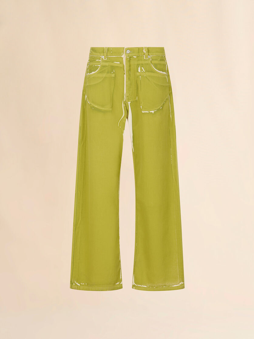 stutterheim x marni Green screen-printed denim wide-leg pants