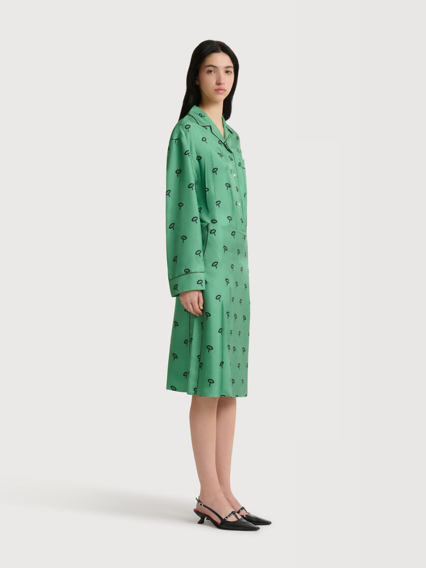 Stutterheim X Marni Green Silk Twill Midi Skirt With Floral Print