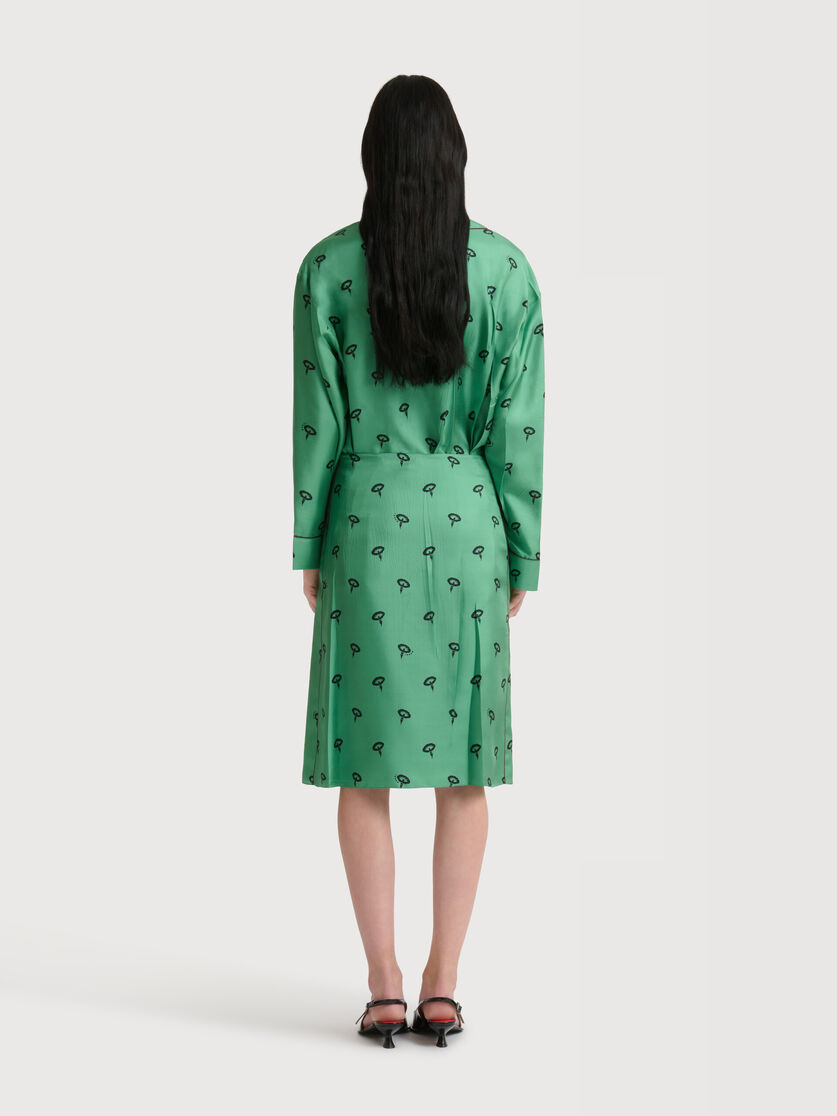 Stutterheim X Marni Green Silk Twill Midi Skirt With Floral Print